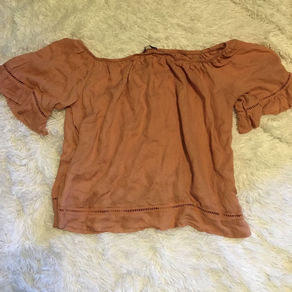Salmon Colored Off Shoulder Top